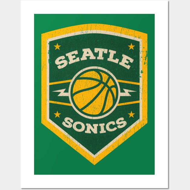 Retro Grunge Seattle Supersonics Wall Art by Frame sky aesthetic